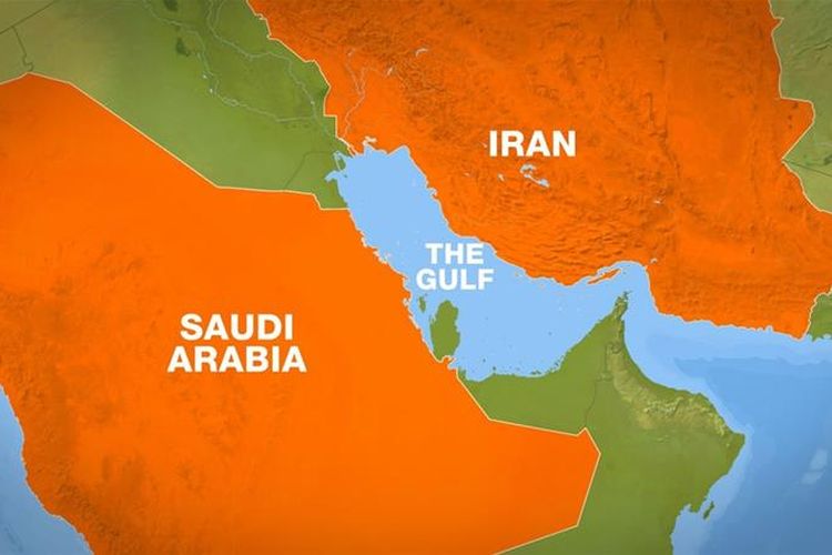 Peta letak Arab Saudi dan Iran.