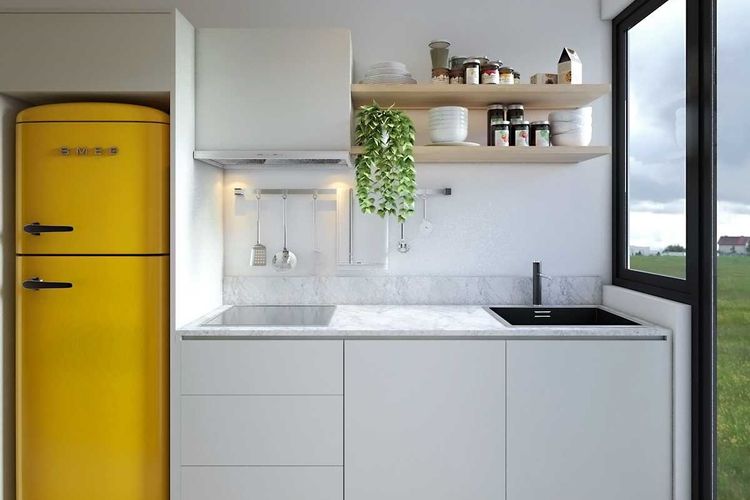 Dapur minimalis Apartment Kebagusan di Jakarta karya La.Casa 
