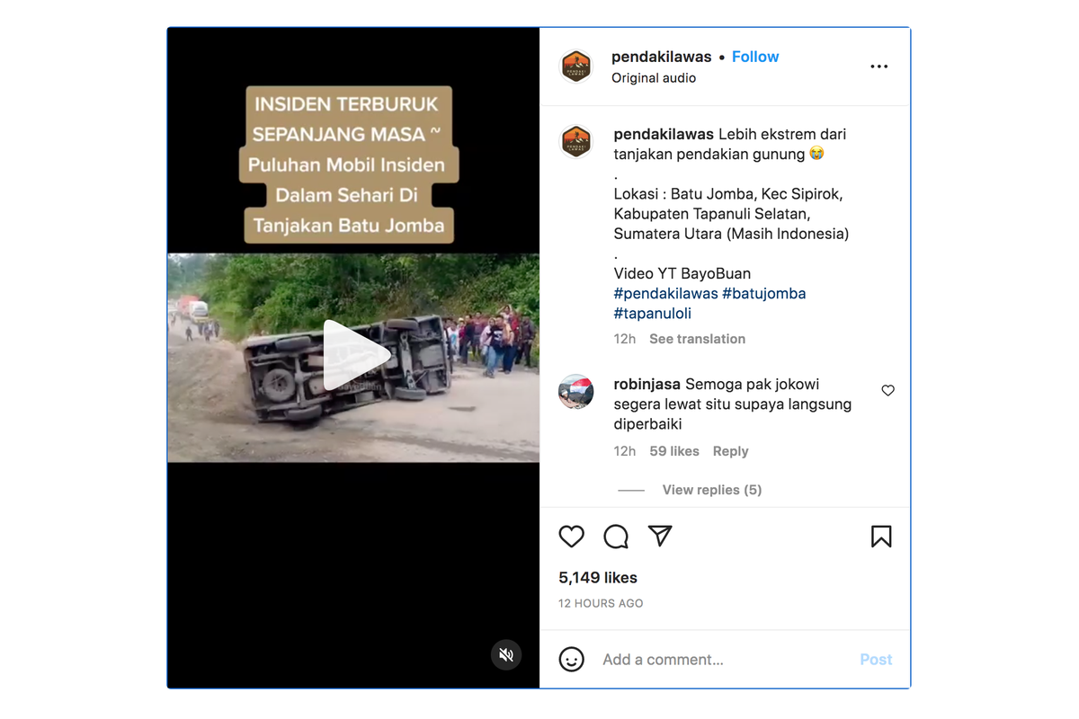 Video truk terguling di Jalan Lintas Sumatera, tepatnya di Batu Jomba, Desa Luat Lombang, Kecamatan Sipirok, Tapanuli Selatan, Sumatera Utara.