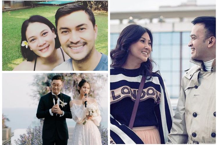 Kolase foto Ruben Onsu dan Sarwendah; Dian Nitami dan Anjasmara; Maudy Ayunda dan Jesse Choi