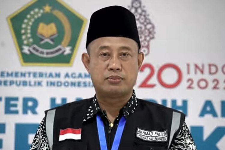 Kepala Biro JDI Kementerian Agama (Kemenag), Akhmad Fauzin memberikan update informasi kepulangan jemaah haji dalam konferensi pers, Rabu (20/7/2022). 