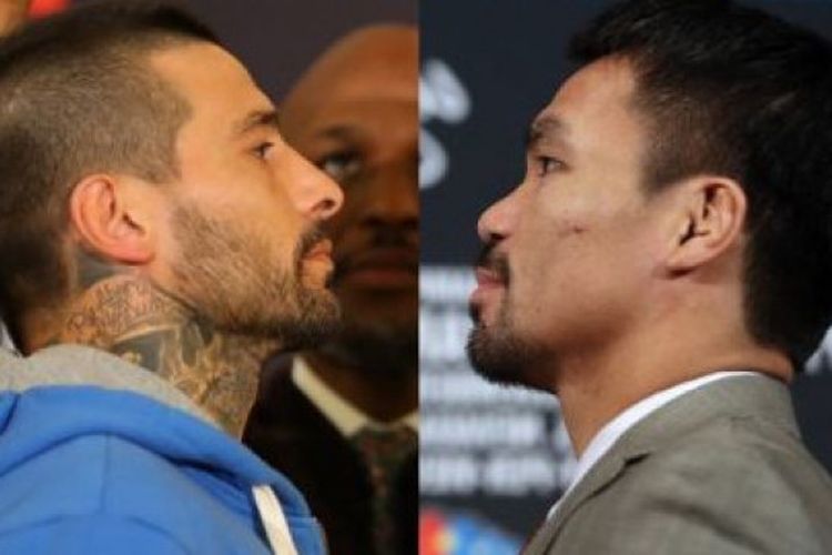 Lucas Matthysse (kiri) dan Manny Pacquiao (kanan).
