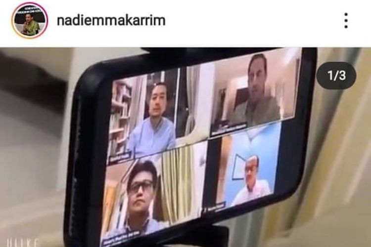 Akun Instagram yang mengatasnamakan Mendikbud Nadiem Makarim