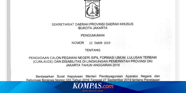 Hingga 20 November 2019 18 876 Orang Daftar Cpns Pemprov Dki