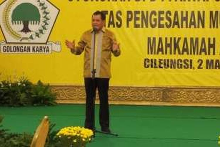 Pelaksana tugas Ketua DPD I Partai Golkar Sumatera Utara Nurdin Halid saat syukuran bersama pimpinan DPD I Partai Golkar seluruh Indonesia.