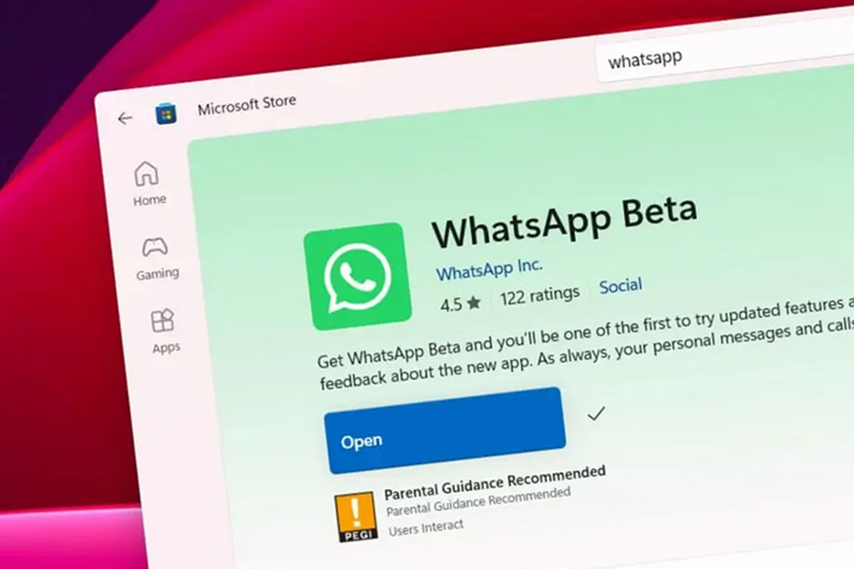 Ilustrasi WhatsApp desktop versi beta di perangkat Windows.