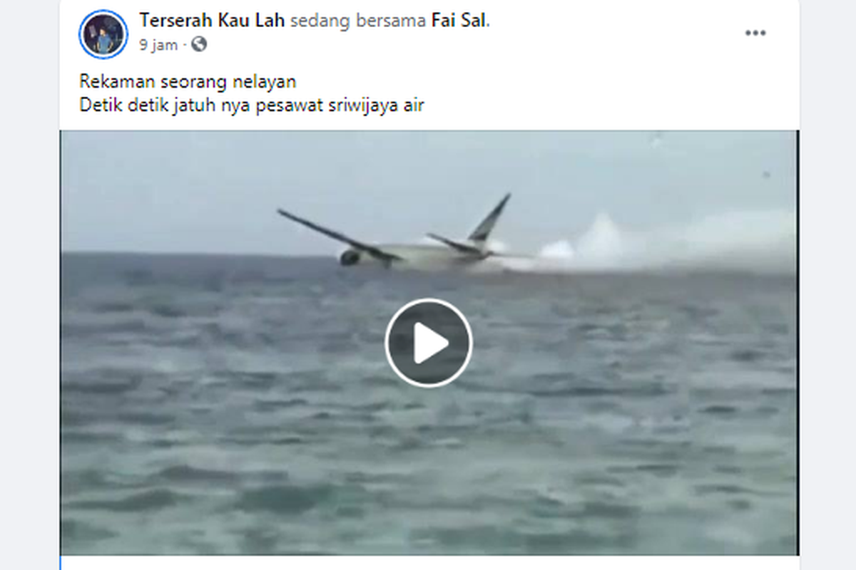 Hoak video disebut sebagai pesawat Sriwijaya Air