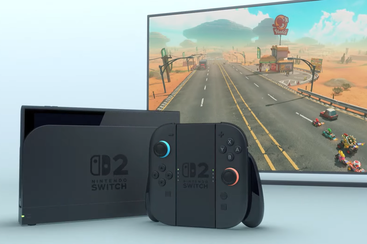 Nintendo Switch 2 dengan docking terpisah.