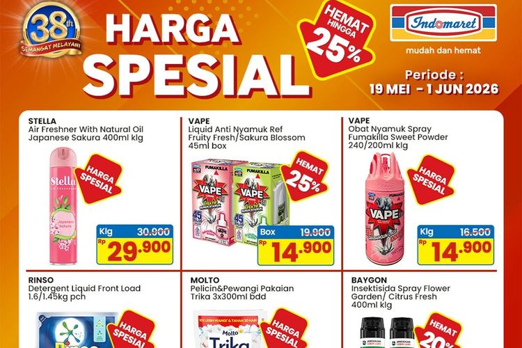 Promo Indomaret Harga Spesial 19 Mei-1 Juni 2026, Banderol Rinso Matic 1,6 Kg Anjlok