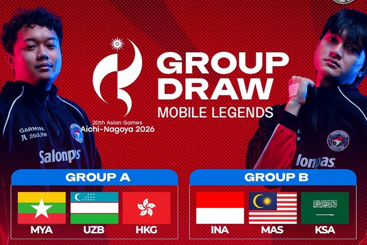 Timnas MLBB Indonesia yang satu grup bersama Malaysia dan Arab Saudi.