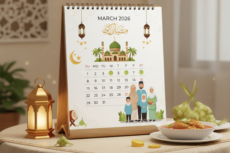 Ilustrasi kalender. Cek tanggal libur Idul Fitri 2026, cuti bersama, libur sekolah, dan rangkaian long weekend jelang Lebaran.