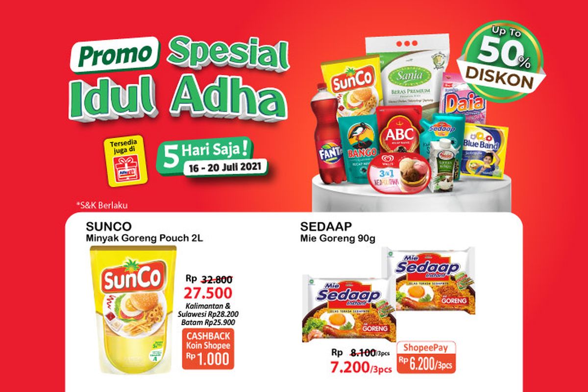 Promo spesial Idul Adha Alfamart berlaku selama lima hari, mulai 16 Juli hingga 20 Juli 2021.