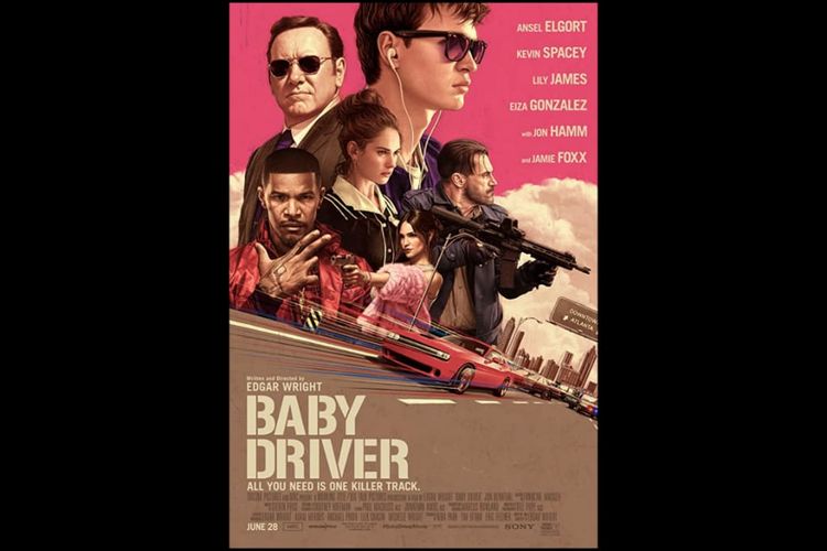 Poster film Baby Driver (2017), dibintangi Ansel Elgort dan Jamie Foxx