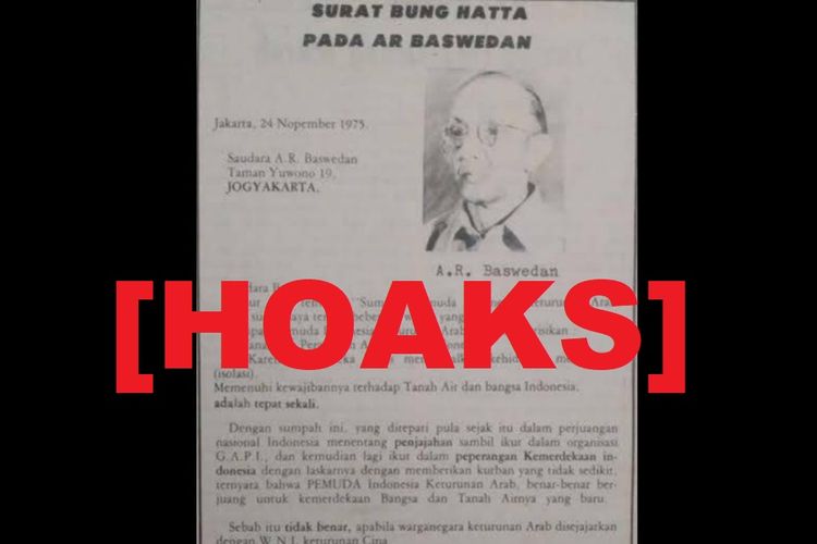 Hoaks, surat Bung Hatta kepada A.R. Baswedan
