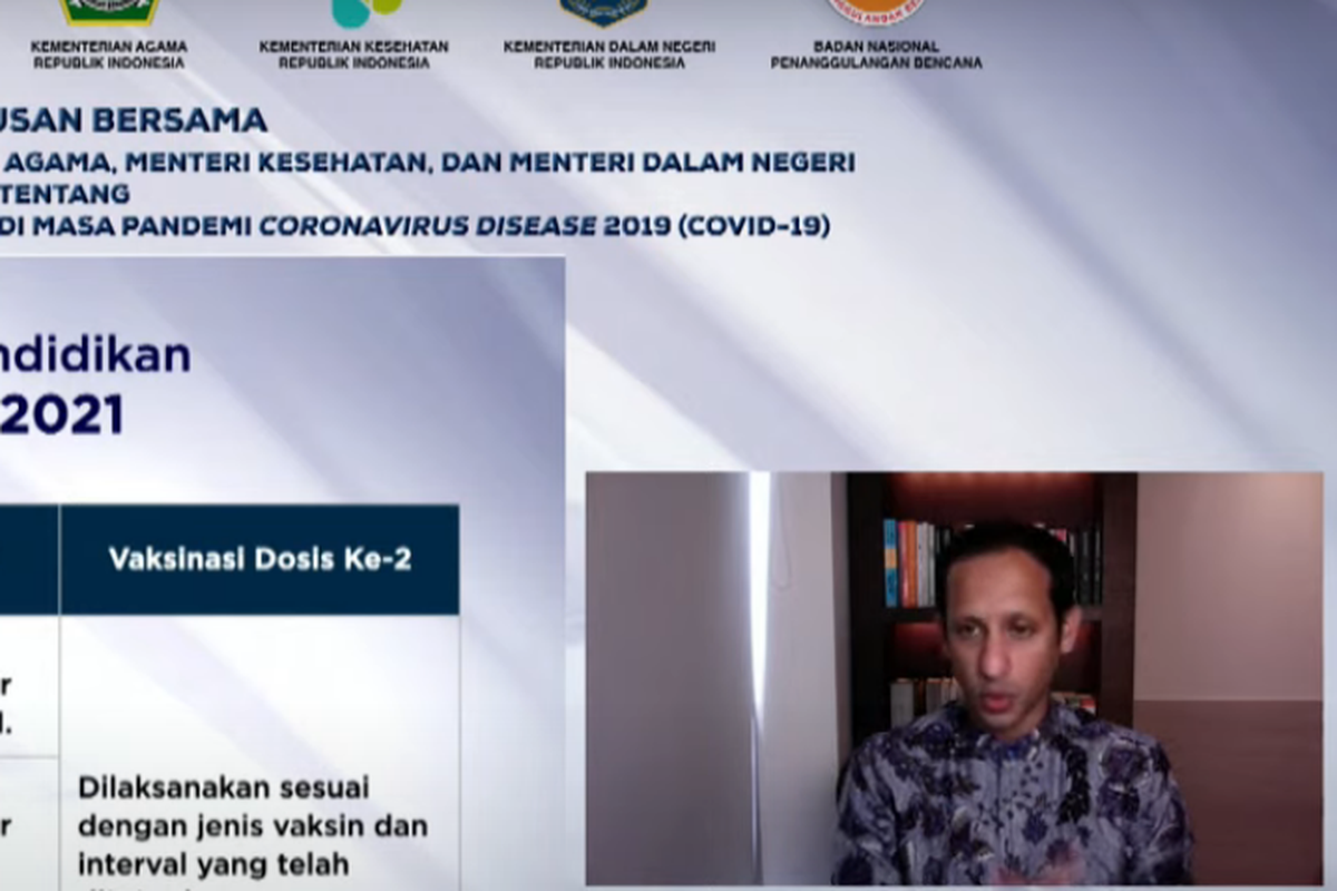 SKB 4 Menteri terkait rencana tatap muka terbatas setelah seluruh tenaga pendidik mendapatkan vaksin, Selasa (30/3/2021).