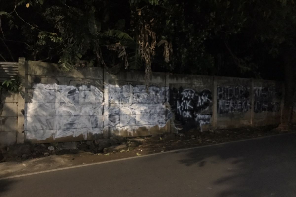 Kondisi tembok yang awalnya sempat bergambar mirip Jokowi di sebuah tembok di Jalan Kebagusan Raya, Jagakarsa, Jakarta Selatan sudah terhapus pada Selasa (31/8/2021) pukul 23.30 WIB.