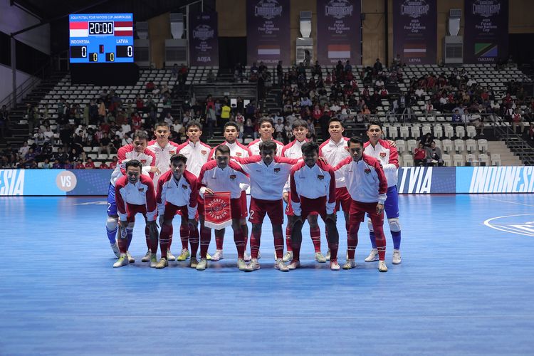 Timnas Futsal Indonesia kala berlaga dalam ajang Four Nations Cup pada September 2025 di GBK Basket Hall, Senayan.