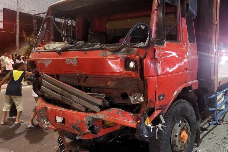 Truk yang menyebabkan kecelakaan maut di Exit Tol Bawen, Kabupaten Semarang, Jawa Tengah 