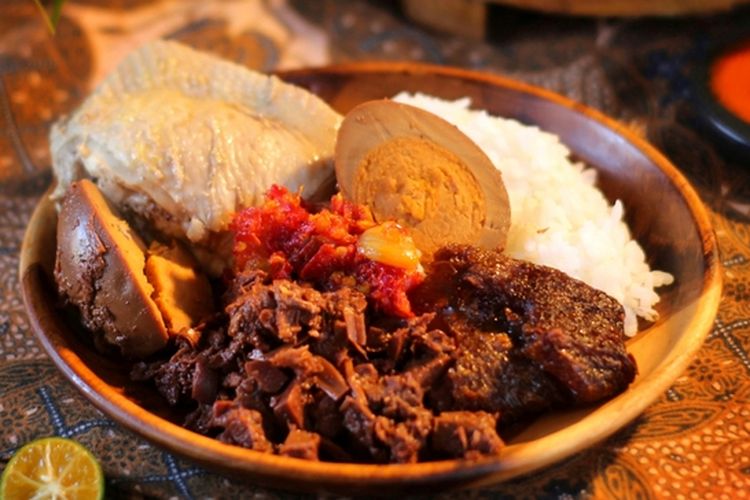 ilustrasi gudeg, makanan khas yogyakarta. 