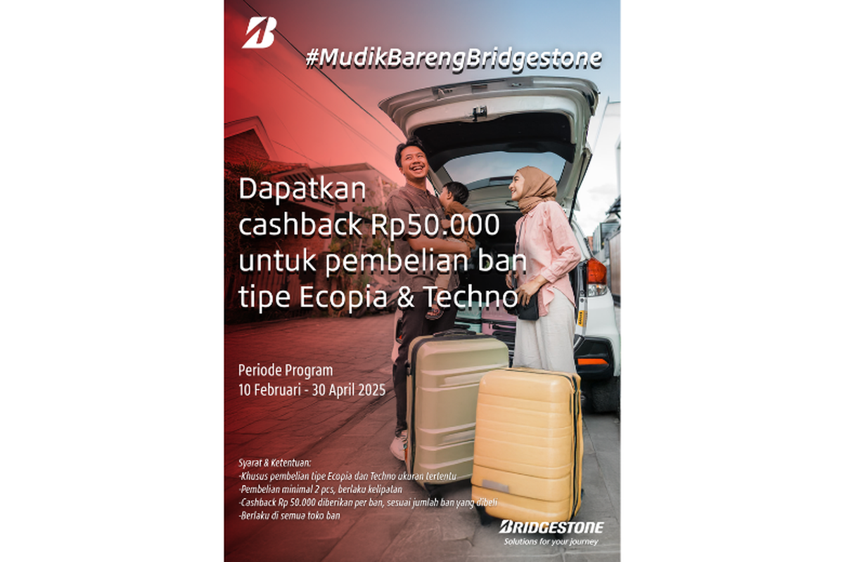 Bridgestone Indonesia menghadirkan promo untuk produk Ecopia dan Techno hingga Rabu (30/4/2025). 