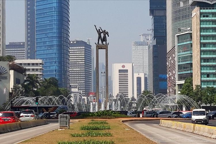 Tugu Selamat Datang di Bundaran Hotel Indonesia (HI), Jakarta Pusat. Foto diambil pada 18 Juli 2019.