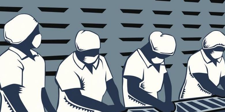 Ilustrasi pekerja pabrik. 