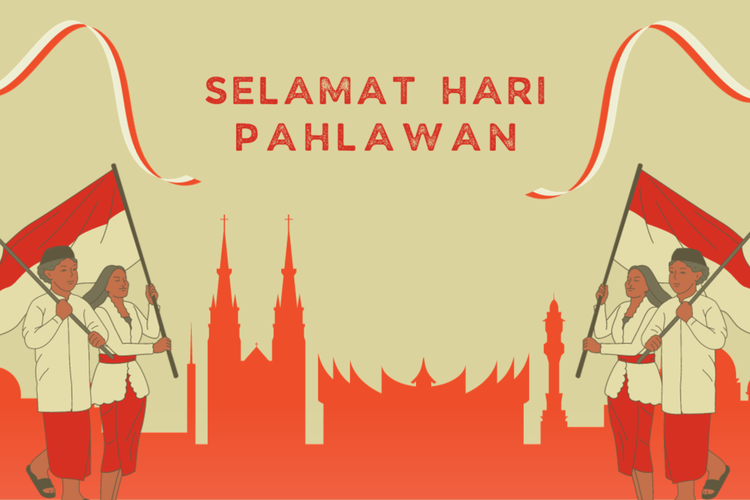 Ilustrasi desain Hari Pahlawan 2023 di Canva