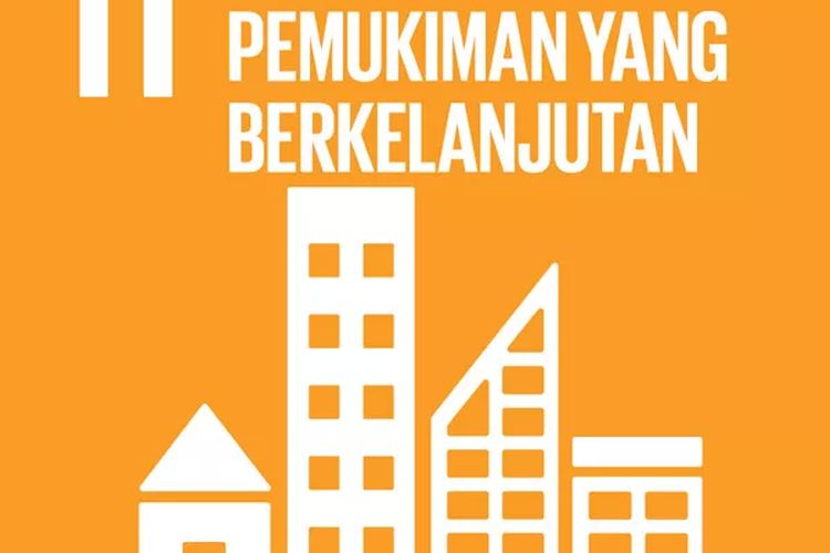 Logo tujuan ke-11 SDGs yaitu kota dan permukiman yang berkelanjutan atau sustainable cities and communities.