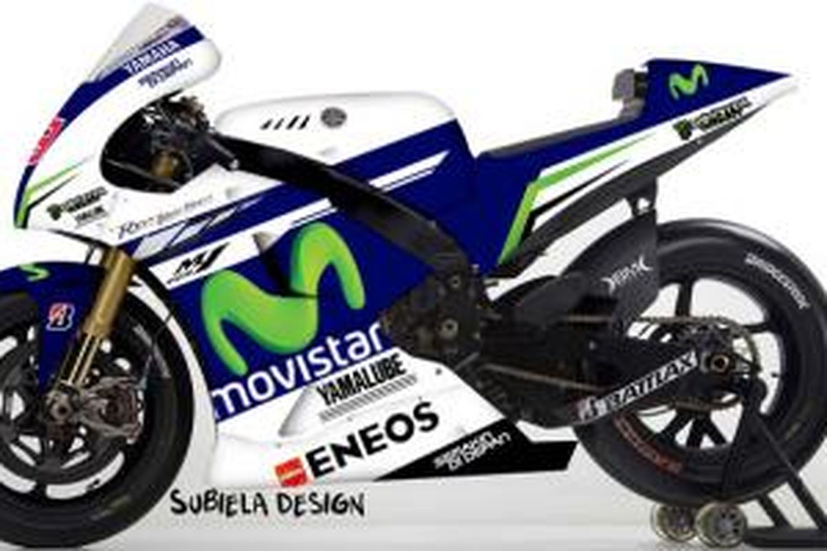 Hasil render corak baru Yamaha MotoGP dengan sponsor utama Movistar karya Subiela Design, Spanyol.