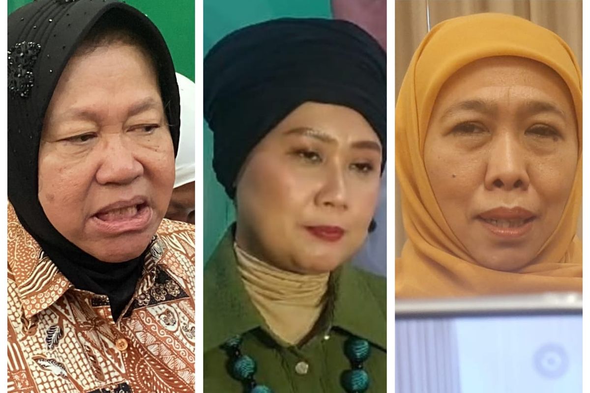 Dari kiri, Tri Rismaharini, Luluk Nur Hamidah dan Khofifah Indar Parawansa