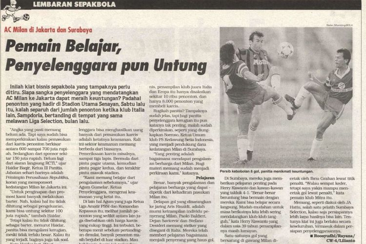 Kilas Balik Persib Vs AC Milan pada 1994, Pujian Capello untuk