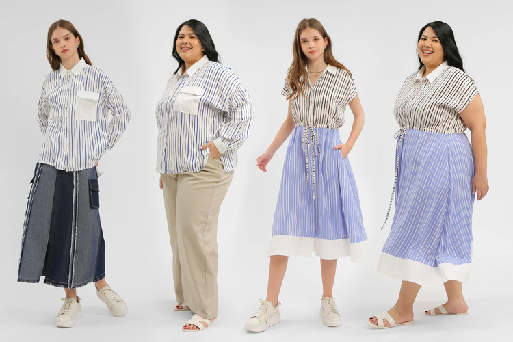 Sejumlah koleksi terbaru dari Cottonink, salah satu brand baju lokal wanita.   
