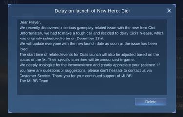 Moonton Tunda Rilis Hero Cici di Mobile Legends, Ini Penyebabnya
