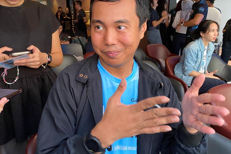 Natrio Catra Yososha, First Autistic Indonesian Marathoner di Press Conference Garmin Run 2024, Jakarta Selatan, Senin (22/04/2024).