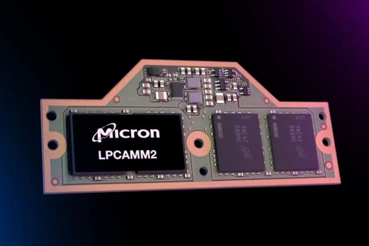 Ilustrasi modul memori LPCAMM2 dari Micron
