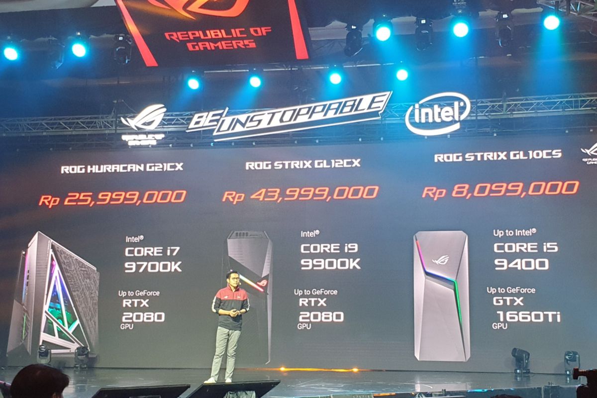 Ilustrasi harga tiga desktop PC terbaru dari Asus ROG. 