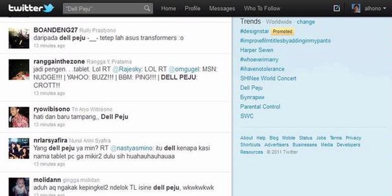 Orang Indonesia Dongkrak Dell Peju Jadi Tt Twitter