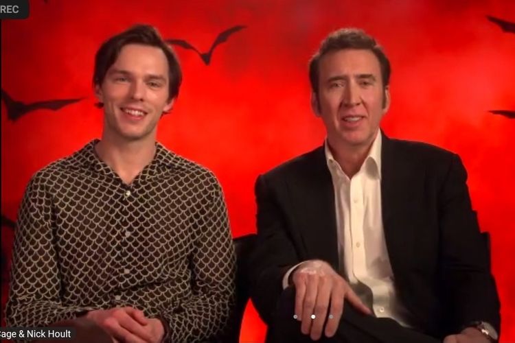 Nicolas Cage dan Nicholas Hoult dalam wawancara virtual bersama Kompas.com, Selasa (28/3/2023).
