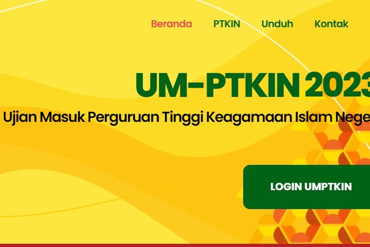 Tampilan website UM PTKIN 2023.