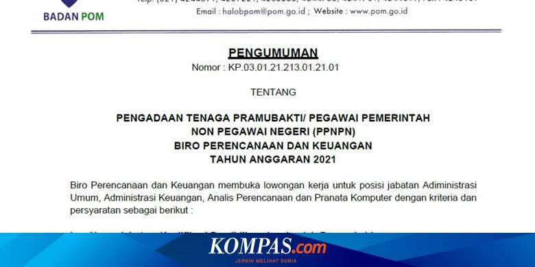 Bpom Buka Lowongan Untuk 4 Posisi Fresh Graduate Bisa Mendaftar Ini Syarat Dan Berkas Yang Diperlukan Halaman All Kompas Com