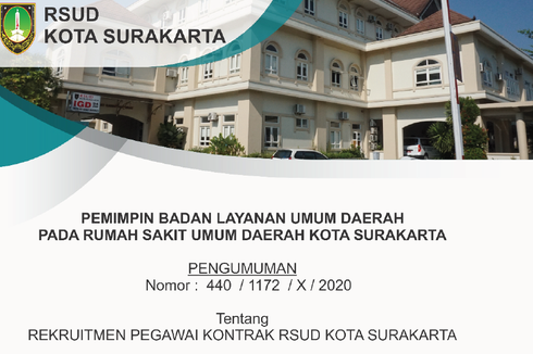 RSUD Kota Surakarta Buka Lowongan Pekerjaan untuk 7 Posisi, Ini Syarat dan Cara Mendaftarnya...