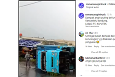 Video Viral, Deretan Truk Terguling karena Angin Puting Beliung