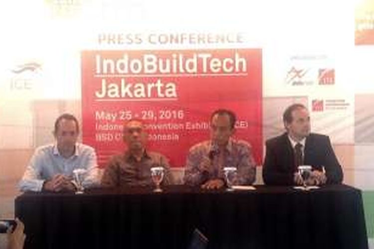 Konferensi pers IndoBuildTech di Jakarta, Kamis (18/2/2016).
