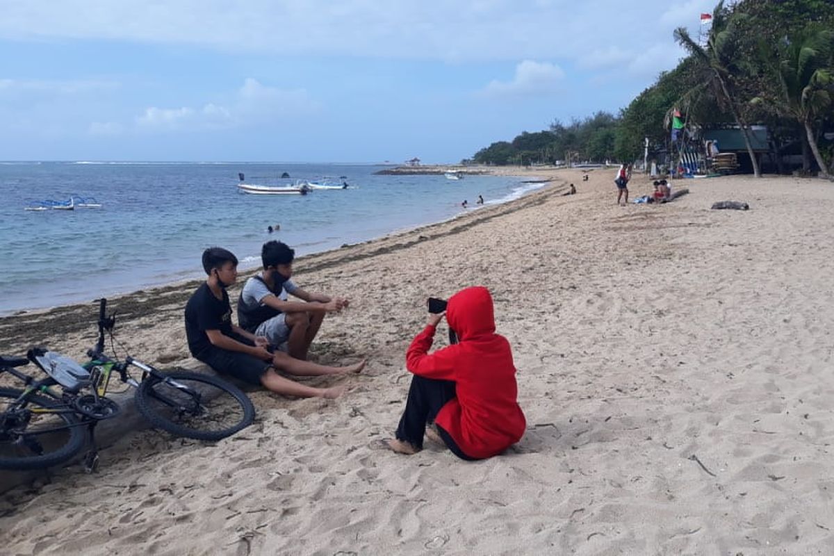 Suasana Pantai Sindhu, kawasan Sanur, Denpasar, Bali, Kamis (9/7/2020).