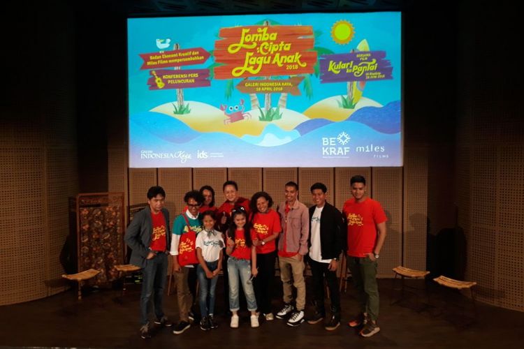 Jumpa pers Lomba Cipta Lagu Anak 2018 di Galeri Indonesia Kaya, Grand Indonesia, Jakarta Pusat, Senin(16/4/2018).