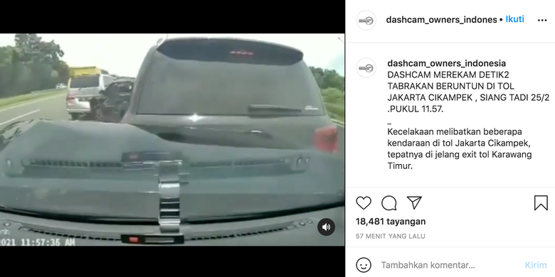 Tabrakan beruntun di Tol Jakarta Cikampek