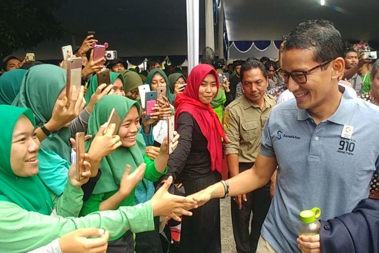 Bakal calon wakil presiden Sandiaga Uno menghadiri UKM Expo 2018 di Universitas Muhammadiyah, Jakarta, Rabu (29/8/2018).