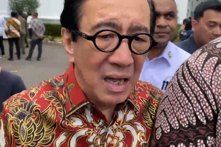 Menteri Hukum dan HAM Yasonna Laoly saat ditemui di Kompleks Istana Kepresidenan, Jakarta Pusat, Rabu (29/11/2023). 