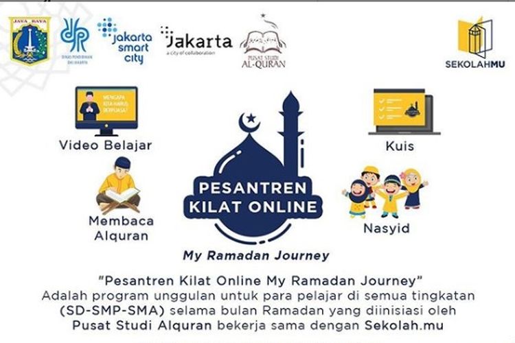 Dibuka pendaftaran Pesantren Kilat Online gratis untuk jenjang SD-SMA dari Sekolahmu dan Pusat Studi Al-Quran (PSQ).