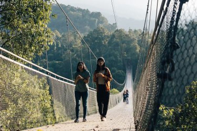 Jembatan gantung Situ Gunung di Taman Wisata Alam Situ Gunung, Sukabumi